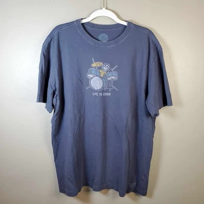 Life Is Good Crusher Tee Mens XL TG Drummer Band Drums  - Image 1 of 4