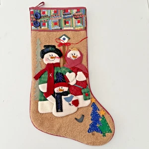 3D Schneemann Familie Plüsch Weihnachtsstrumpf Filz Weihnachtsstrumpf groß Bauernhaus - Bild 1 von 11