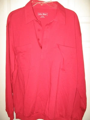 Polo John Blair Haband con bandas inferior manga larga para hombre talla grande rojo Foto 1 de 3