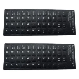 2Pcs Replacement Portuguese Traditional Keyboard Stickers Black Background - Afbeelding 1 van 9