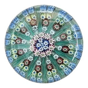 Vintage Murano Millefiori Glass Paperweight – Floral Canes in Green, Red & Blue - Picture 1 of 6