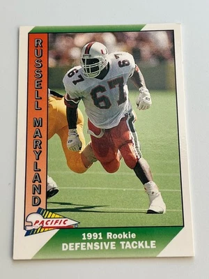 1991 Pacific #536 Russell Maryland Red Highlight Back RC NCAA Miami - NFL Dallas - Image 1 of 3