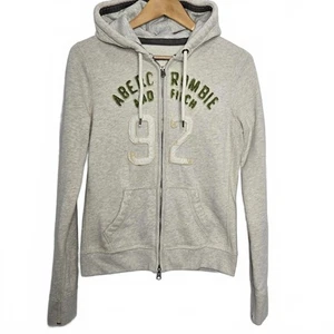 Abercrombie & Fitch Hoodie Women's Large Double Zip Light Heathered Gray Y2K - Picture 1 of 9
