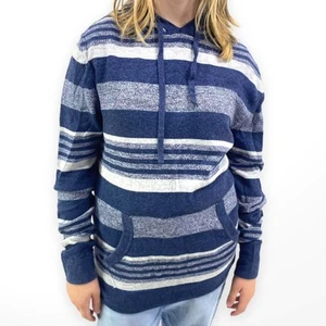 AMERICAN RAG 100 Percent Cotton Striped Long Sleeve Hooded Pullover Sweatshirt - Picture 1 of 7