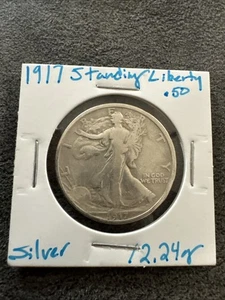 1917 Walking Liberty 90% Silver Half Dollar. 12.24g. Non Magnetic. Phili Mint. - Picture 1 of 4