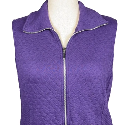 Chaleco Karen Scott Sport L púrpura acolchado con cremallera sin mangas mezcla de algodón bolsillos Foto 1 de 4