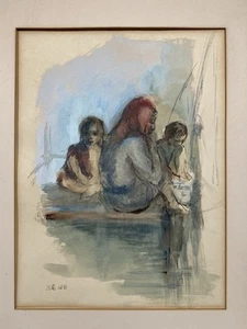 Signiertes VOGEL Aquarell Gemälde datiert 1963 Meer Portrait Skizze - Bild 1 von 5