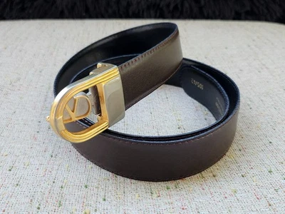 Cinturón Vintage Valentino Marrón Oscuro Cuero Genuino Unisex Cintura Hecho en Italia Foto 1 de 4