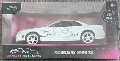 Nissan Skyline GT-R 2002 Jada Pink Slips escala 1:32 blanco flor de cerezo Foto 1 de 4