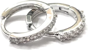 Creolen-Ohrringe 10 mm weißer Halbkreis 925er-Silber Schnappverschluss - Bild 1 von 6