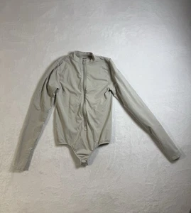 Skims Fits Everybody Plunge Bodysuit Womens Medium Slate Long Sleeve Crew Neck - Picture 1 of 9