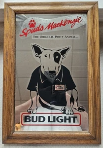 Spuds Mackenzie Original Party Animal Bud Light Bar Mirror 1986 VTG Budweiser - Picture 1 of 8