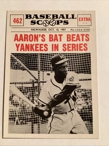 1961 Nu-Card Scoops High Grade Set Break #462 Hank Aaron's Bat Beats Yankees NM - Picture 1 of 5