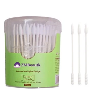 200pcs Cotton Swabs Double Tipped Cotton Buds Spiral Head Multipurpose Safe High - Picture 1 of 7