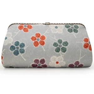 VTG Unused Japanese Blue Floral Print Silk Clutch Bag for Kimono Kitsuke: F - Picture 1 of 4