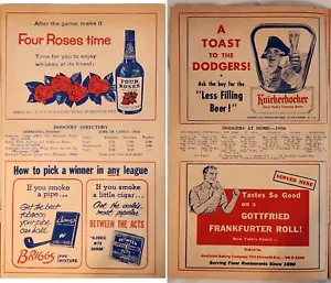 1956 DOUBLE SIDE ADVERTISEMENT from BROOKLYN DODGERS PROGRAM - inc. SEASON FACTS - Picture 1 of 9
