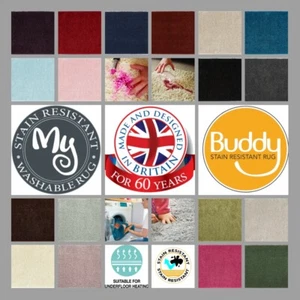 BUDDY MY RUG Patterned 19 Colours 7 Sizes Stain Resistant Runner Circle Mats - Picture 1 of 87