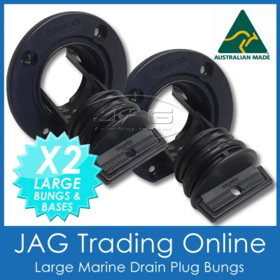 2 x LARGE COMPLETE BOAT DRAIN BUNG PLUGS BLACK- for Quintrex/Stacer Marine Bungs - image 1 of 4