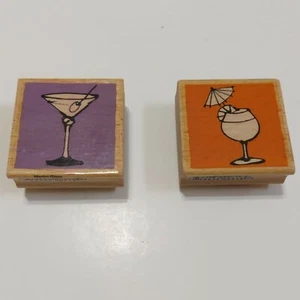 Vap Altholz Stempel 2 Stück Martini Glas Pina Colada 2 Zoll Quadrat - Bild 1 von 3
