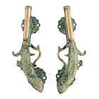 Set of 2 Antique Look Green Patila Brass Pistol Gun Decorative Door Handles