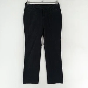 J. Peterman Pants Womens Sz 12 Black Velvet Straight Leg Mid Rise Cotton Stretch - Picture 1 of 8
