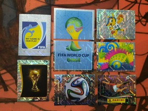 2014 Panini FIFA WORLD CUP BRAZIL LOGO & MASCOT Sticker FOIL LOT 8 #00-7 EUROPEA