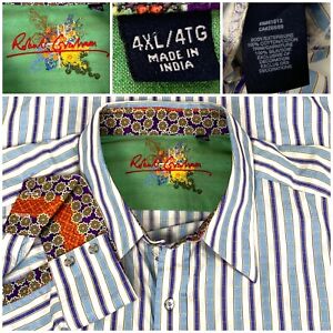 ROBERT GRAHAM Mens Striped Multicolor Flip Cuff Long Sleeve Shirt 4XL EXCELLENT