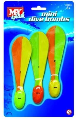 KANDY TOYS Pack Of 3 Mini Dive Bombs Swimming Aids Weighted Pool Diving Toys Swim Game