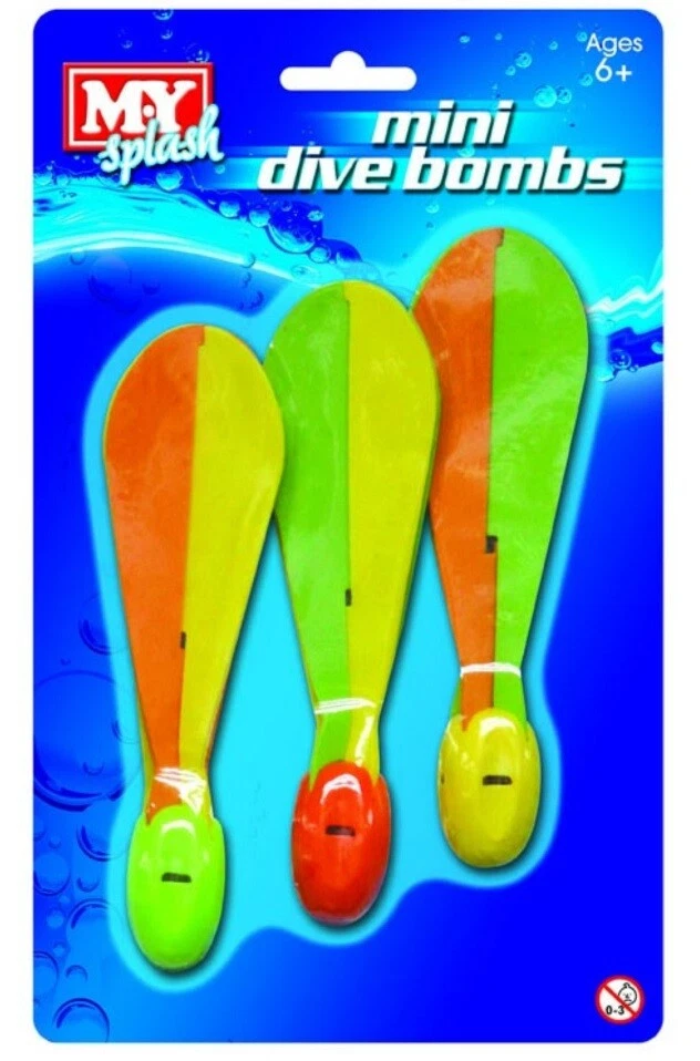 Pack Of 3 Mini Dive Bombs Swimming Aids Weighted Pool Diving Toys Swim Game - Image 1 of 1