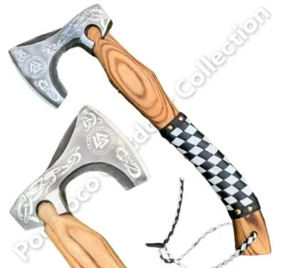 Outdoor Beil High Carbon Stahl mit Scheide Bushcraft Camping Axt Wikinger axe - Bild 1 von 4