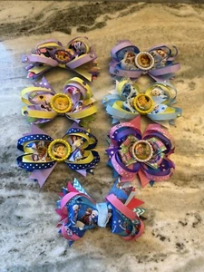 Lot Hair Bows Disney Princesses And Character Elsa Belle Cinderella Doc 7 Total - Picture 1 of 6