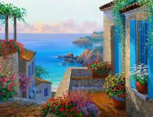 Azulejos de acento y decoración mediterráneos Mikki Senkarik arte paisajístico MSA079AT - Imagen 1 de 4