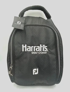 Bolso de zapatos Footjoy Harrah's Gulf Coast negro de nailon nuevo con etiquetas, cremallera, ventilado, hasta talla 16 - Imagen 1 de 12