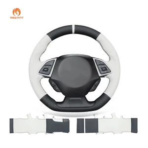 MEWANT Cubierta de volante de cuero PU negro blanco para Chevy Camaro 2017-2022 - Imagen 1 de 10