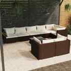 Vidaxl 9 Piece Garden Lounge Set With Cushions Brown Poly Rattan Aus