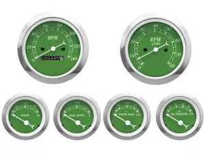 MOTOR METER RACING Classic Green 6 Gauge Set Mechanical Speedometer MPH °F PSI - Bild 1 von 11