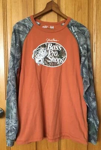 Bass Pro Shops Herren Langarmshirt Orange Camouflage M Logo Print - Bild 1 von 10