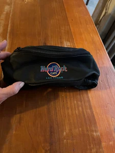 Hard Rock Cafe Las Vegas Black Leather Fanny Pack - vtg - Picture 1 of 3
