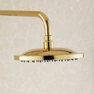 Luxury Gold Color Brass 8 inch Round Shower Head Bathroom Rainfall Shower Head - Picture 1 of 6
