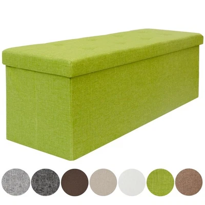 Faltbare Sitzbank 110x38x38cm Sitztruhe inkl. 2 Trennwände 120L Polsterbank Grün - Bild 1 von 4