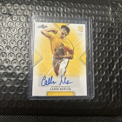 2021 Leaf National Showcase Caden Marcum 1/1 Auto Proof Perfect Game YELLOW - Image 1 of 2