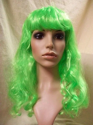 Peluca verde neón fiesta niña mujer joker villano cómic inadaptado rave anime juegos con disfraces Foto 1 de 4
