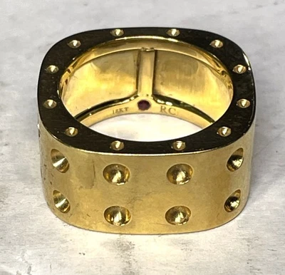 老式 ROBERTO 硬币 18K 意大利金币 MOI 双排戒指 - 尺寸 7 — 第 1/4 张图片