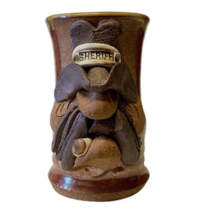 Ugly Face Mug Sheriff Mahon 3D Stoneware Pottery Mustache Smoke Stogie Big Nose - Picture 1 of 6