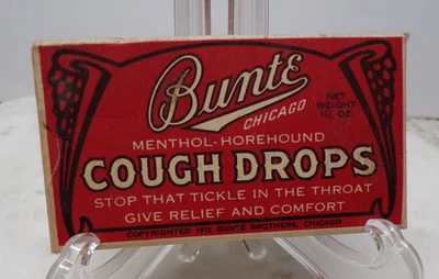 1920s Bunte Menthol Horehound Cough Drops FULL .5 Chicago Drug Store-B - Image 1 of 4