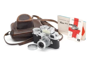 Leitz Leica M2 Chrome Button Rewind W. Elmar 3.5/5cm Set - Picture 1 of 12