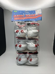 Vintage Schneemann Kunststoff Süßigkeiten Körbe 6er Set Brandneu 3" Blasform ☃️🍬 - Bild 1 von 4