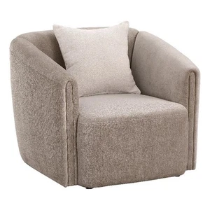 Coaster Townsend Chenille Fabric Upholstered Rolled Arm Chair in Latte - Picture 1 of 12