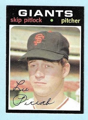 1971 Topps #019 Skip Pitlock San Francisco Giants Near Mint COMPLETE SETBREAK - Image 1 of 2