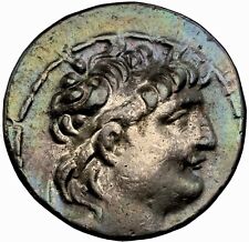 138-129 BC Seleucid Antiochus VII Silver Tetradrachm NGC Ch VF Blue/Teal Toned